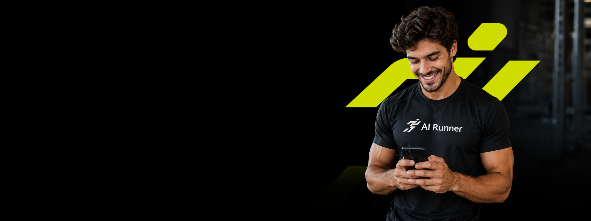 Atleta usando o app AI Runner no celular